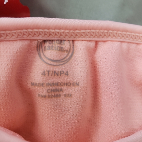 Wonder Nation Toddler Girl 4T One Piece Swim Suit Neon Orange Pink Yellow Hearts - Picture 4 of 5